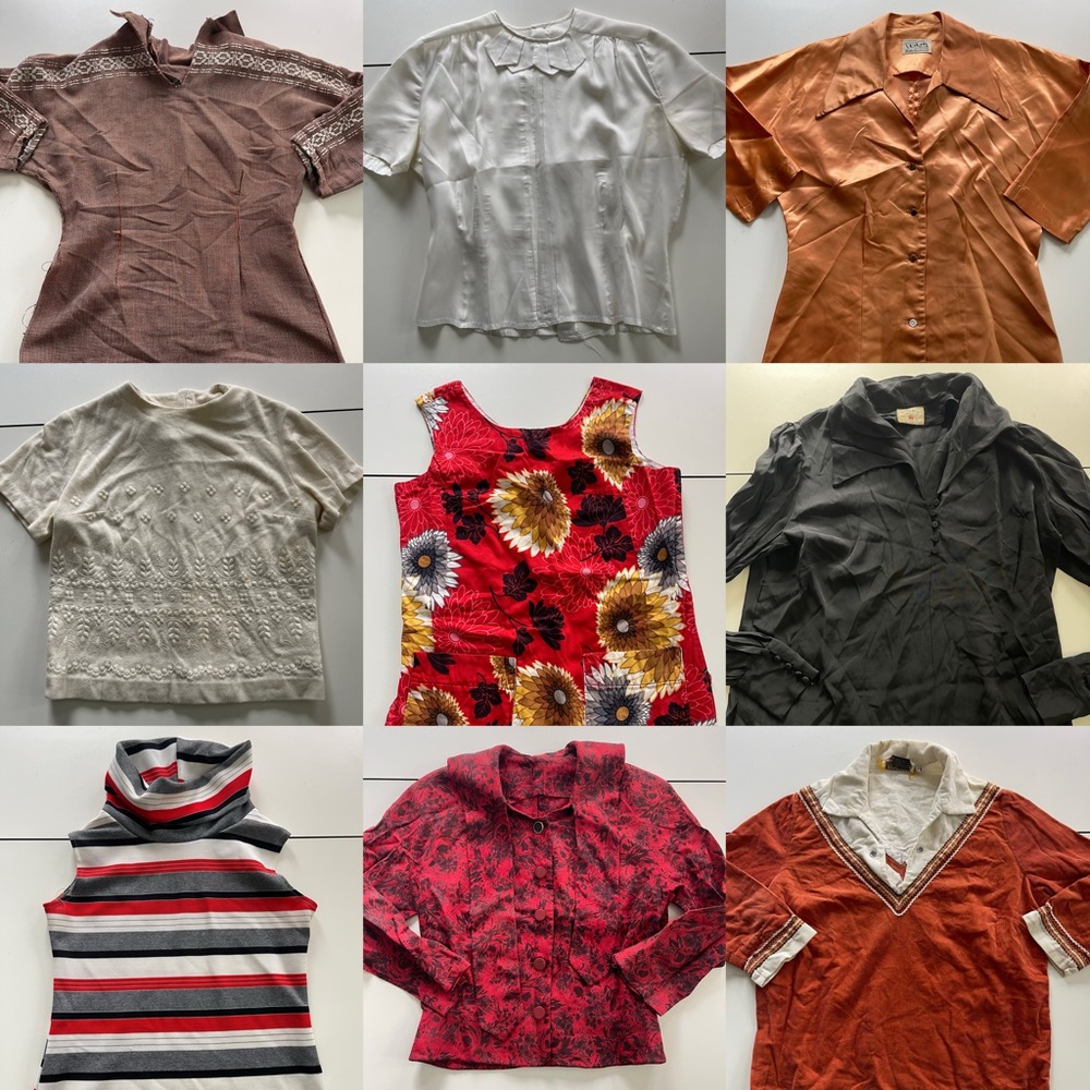 9 Vintage 60s 70s blouses tops American vintage pinup MCM